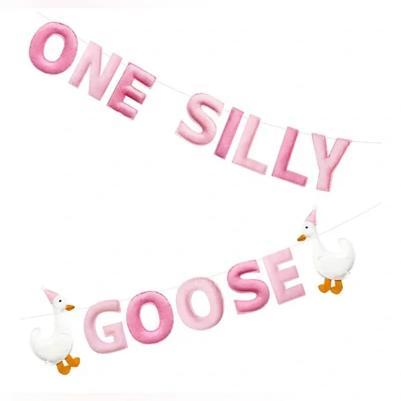One Silly Goose Birthday Banner & Tablecloth Set - Picture 3 of 6